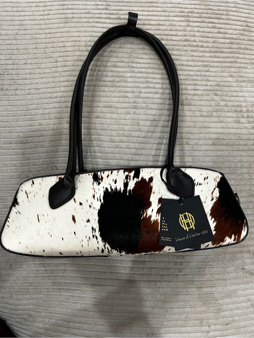 House of Harlow 1960 Black, White & Brown Cowhide Shoulder Bag